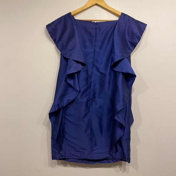 Robert Rodriguez Blue Silk Blend Ruffle Shift Mini Cocktail Dress Size 8 - Picture 4 of 4